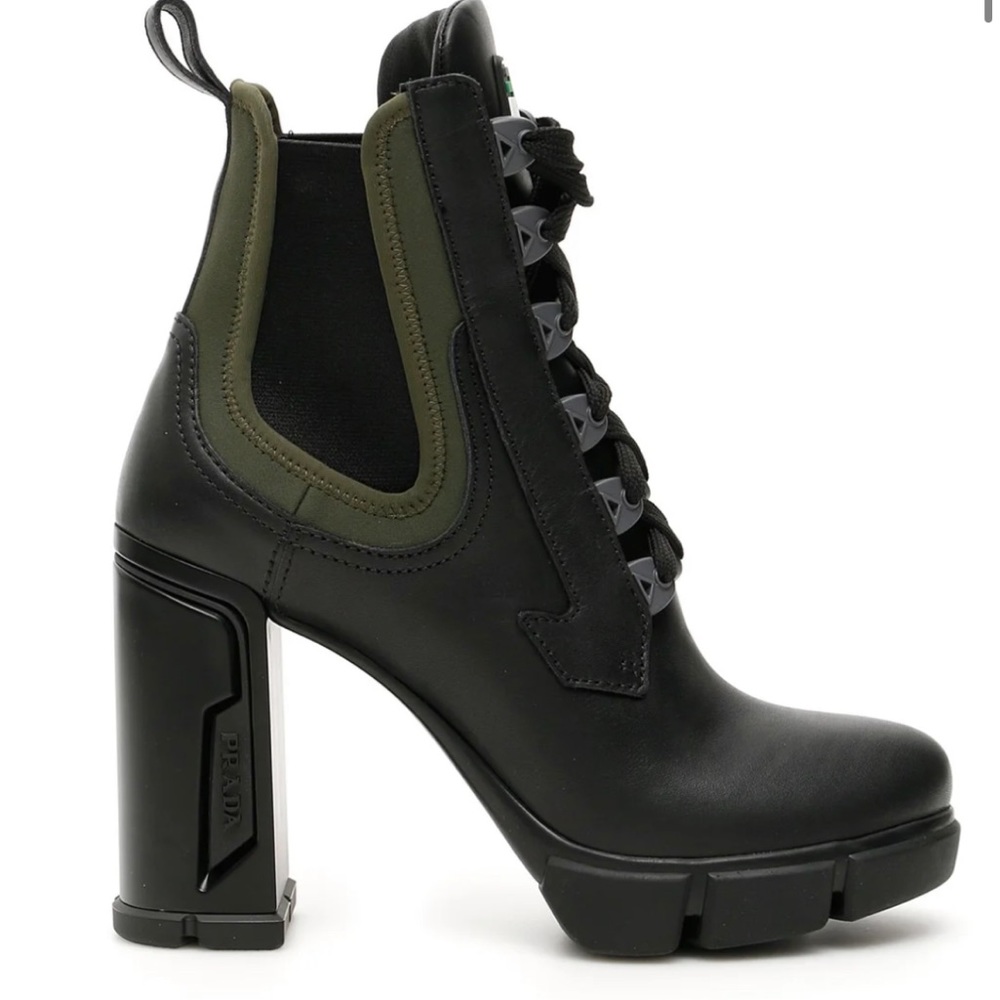 Prada Lace-Up Green Chelsea Boots size 40